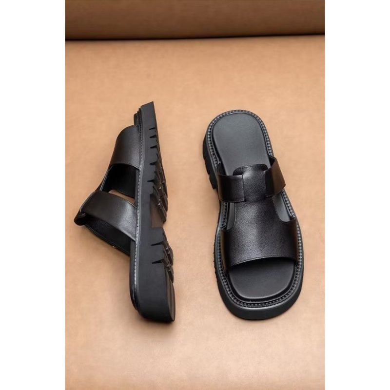 Herren-freizeitschuhe Luxuriöse Business-sandalen Aus Leder - Schwarz