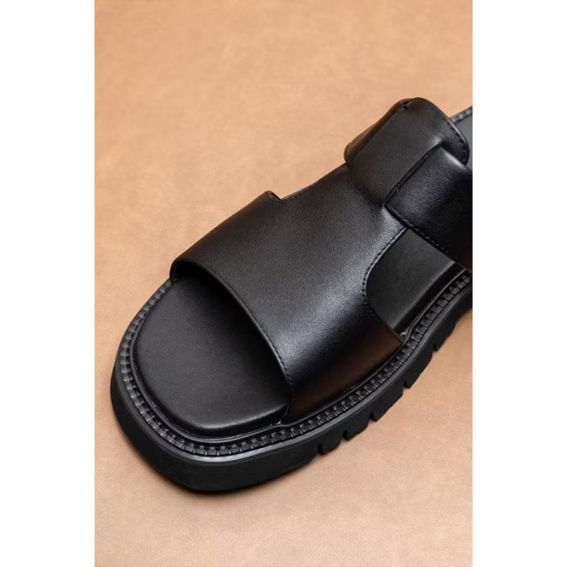 Herren-freizeitschuhe Luxuriöse Business-sandalen Aus Leder - Schwarz