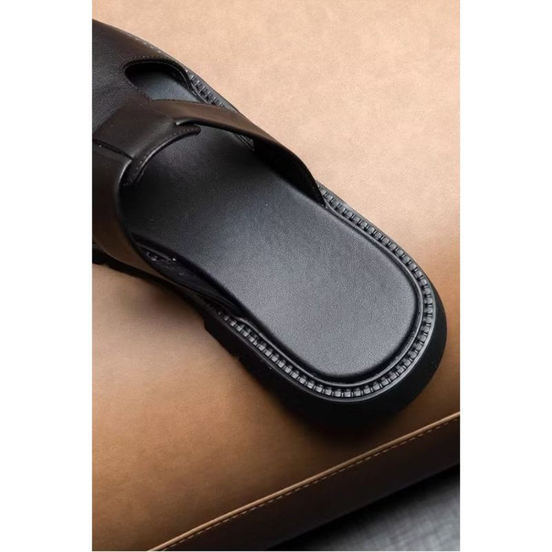 Herren-freizeitschuhe Luxuriöse Business-sandalen Aus Leder - Schwarz