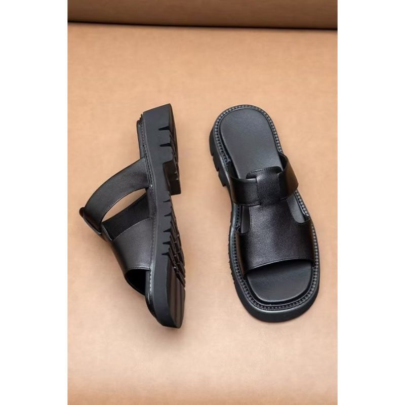 Herren-freizeitschuhe Luxuriöse Business-sandalen Aus Leder - Schwarz