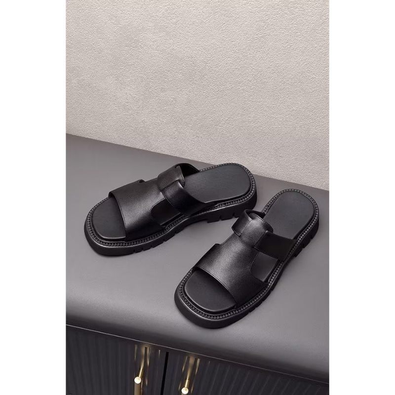 Herren-freizeitschuhe Luxuriöse Business-sandalen Aus Leder - Schwarz