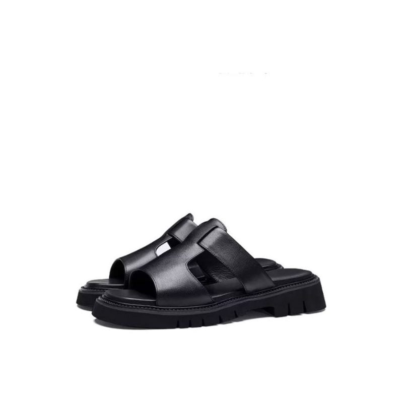 Herren-freizeitschuhe Luxuriöse Business-sandalen Aus Leder - Schwarz