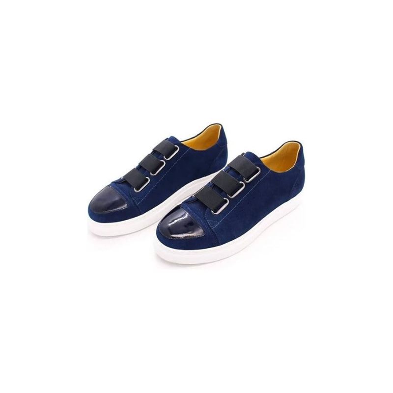 Herren-freizeitschuhe Luxuriöse Handbemalte Slip-on-schuhe Aus Rindsleder - Blau