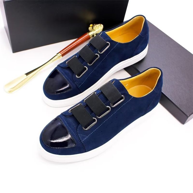 Herren-freizeitschuhe Luxuriöse Handbemalte Slip-on-schuhe Aus Rindsleder - Blau