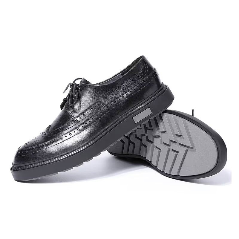 Herren-freizeitschuhe Luxuriöse Leder-schnürschuhe - Schwarz