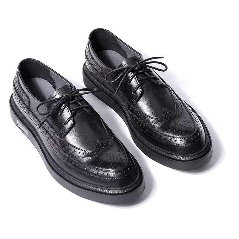 Herren-freizeitschuhe Luxuriöse Leder-schnürschuhe - Schwarz