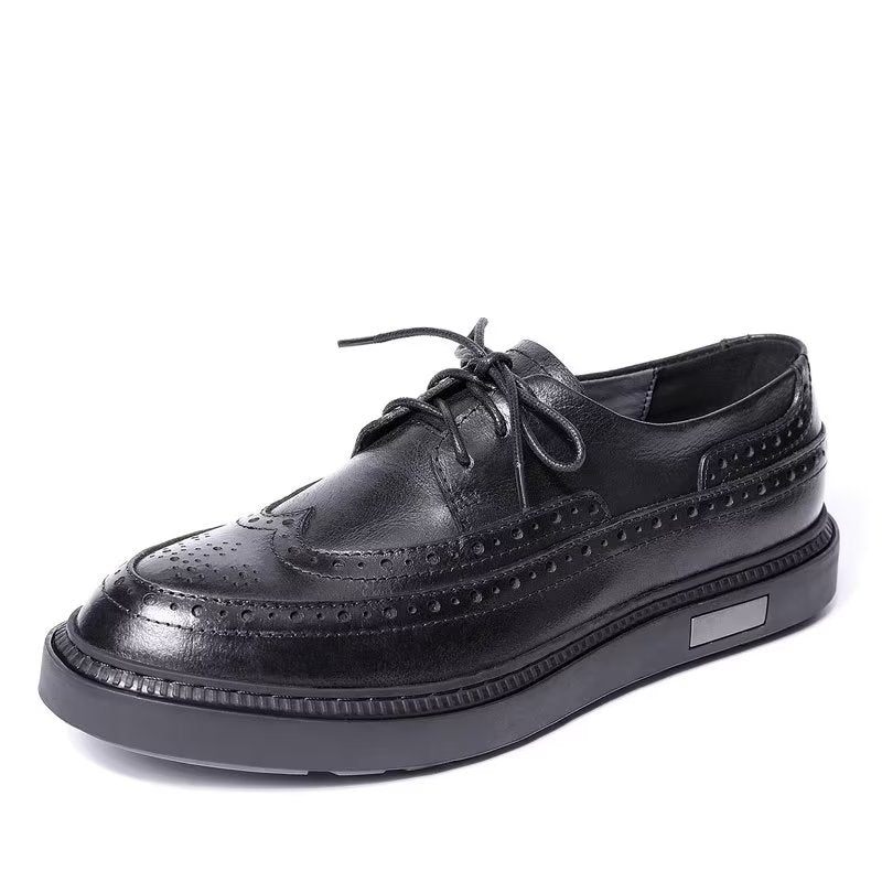 Herren-freizeitschuhe Luxuriöse Leder-schnürschuhe - Schwarz