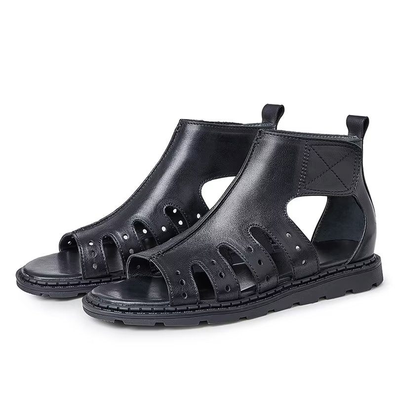 Herren-freizeitschuhe Luxuriöse Peep-toe-riemensandalen - Schwarz