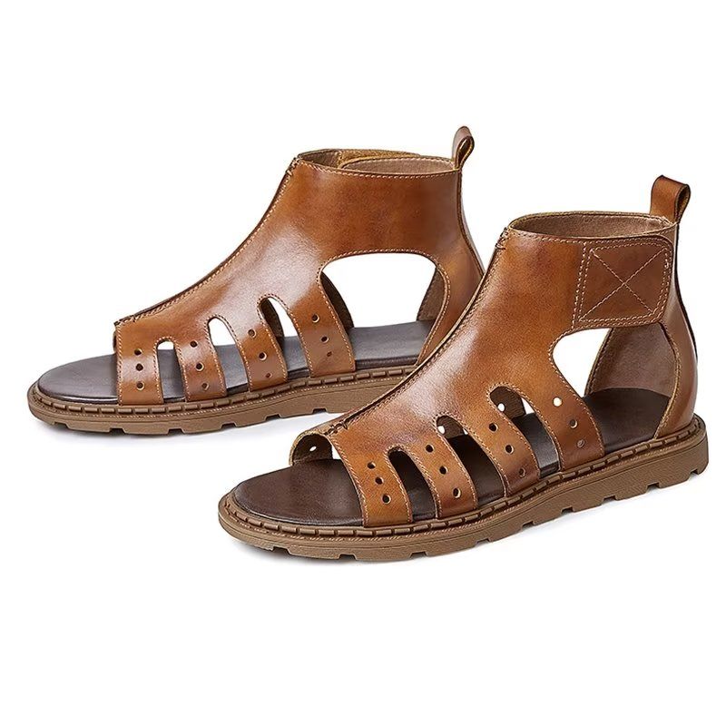 Herren-freizeitschuhe Luxuriöse Peep-toe-riemensandalen - Kaffee