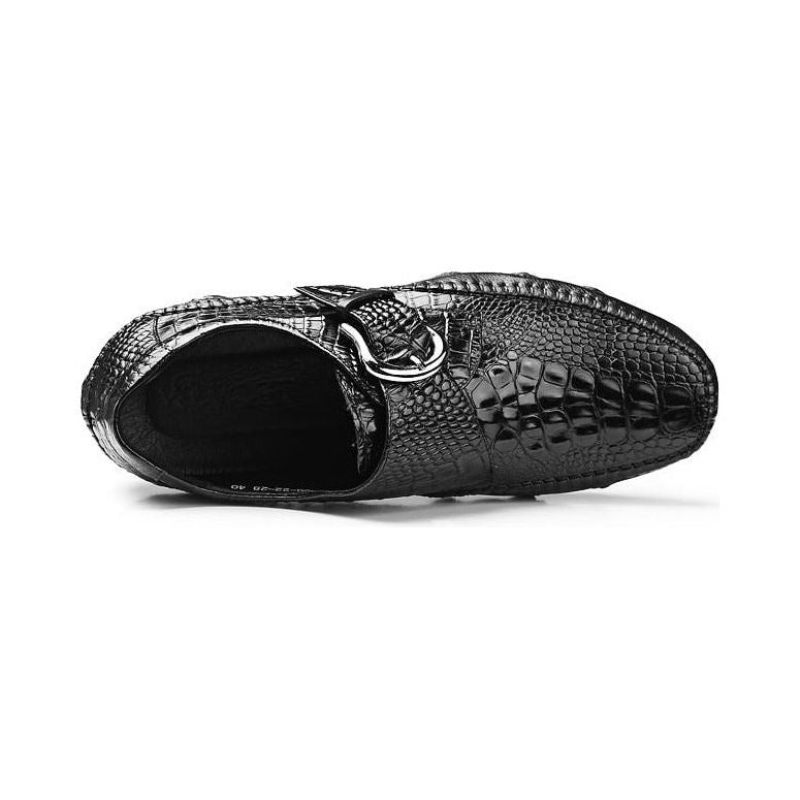 Herren-freizeitschuhe Luxuriöse Penny-loafer Mit Alligatorstruktur - Schwarz