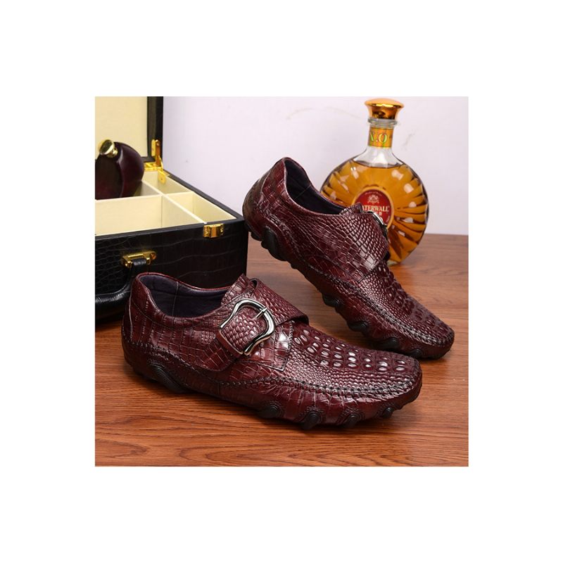 Herren-freizeitschuhe Luxuriöse Penny-loafer Mit Alligatorstruktur - Rot