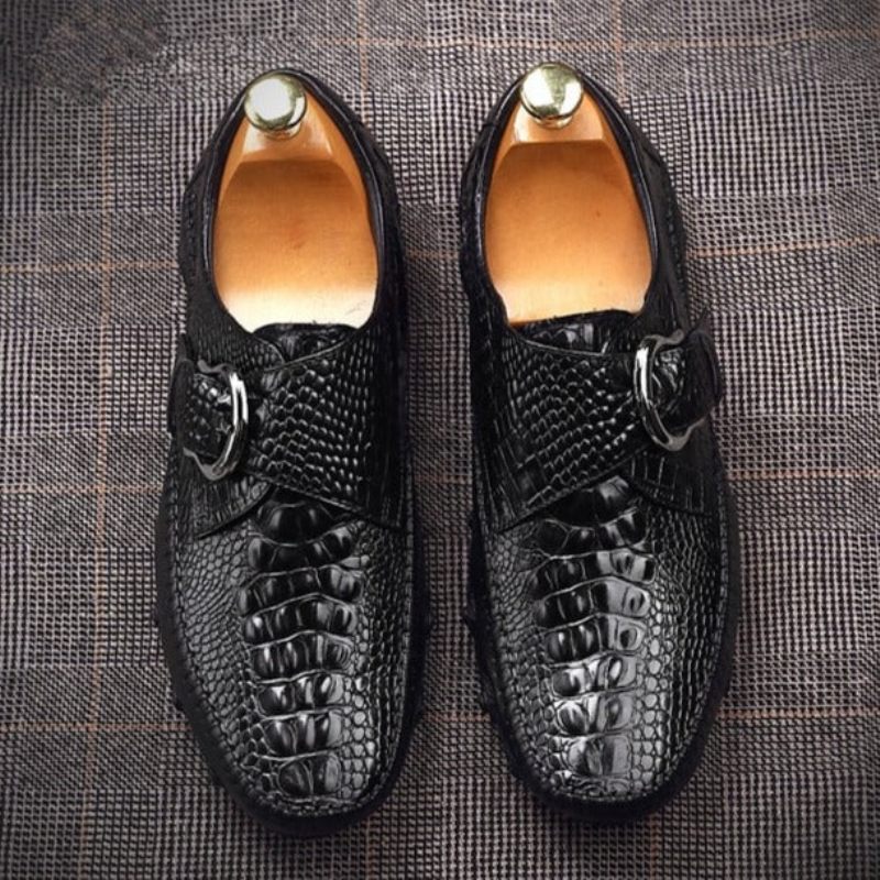 Herren-freizeitschuhe Luxuriöse Penny-loafer Mit Alligatorstruktur - Schwarz