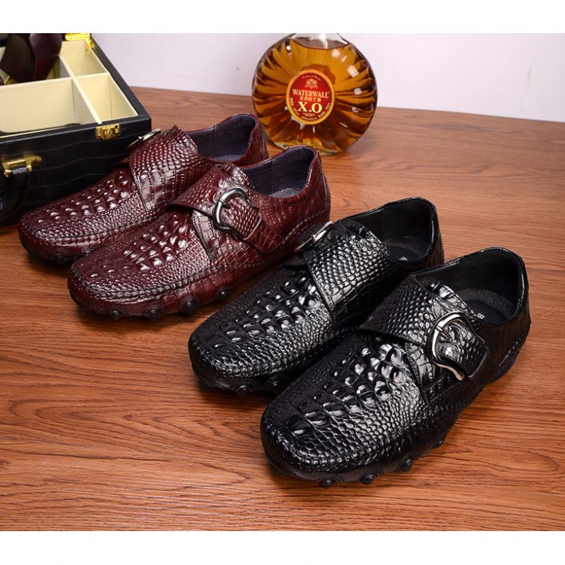 Herren-freizeitschuhe Luxuriöse Penny-loafer Mit Alligatorstruktur - Schwarz