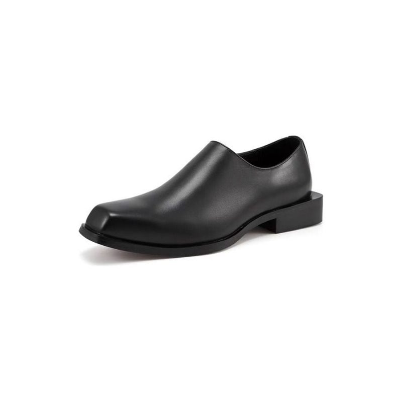 Herren-freizeitschuhe Luxuriöses Leder Quadratische Zehenpartie Schicke Freizeitschuhe - Schwarz