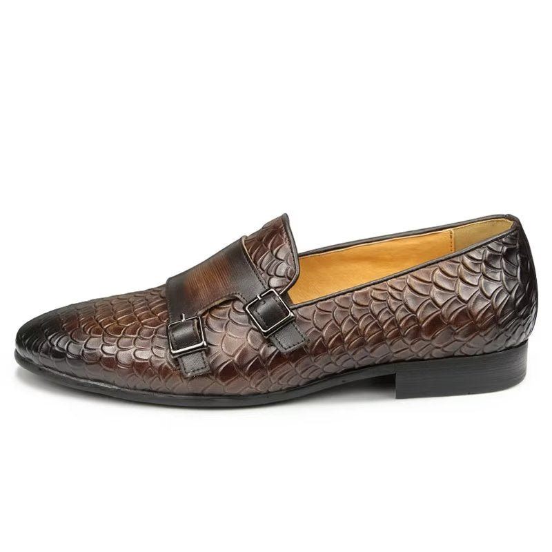 Herren-freizeitschuhe Mit Krokodilmuster Elegante Slip-on-loafer - Kaffee