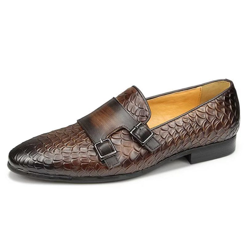 Herren-freizeitschuhe Mit Krokodilmuster Elegante Slip-on-loafer - Kaffee