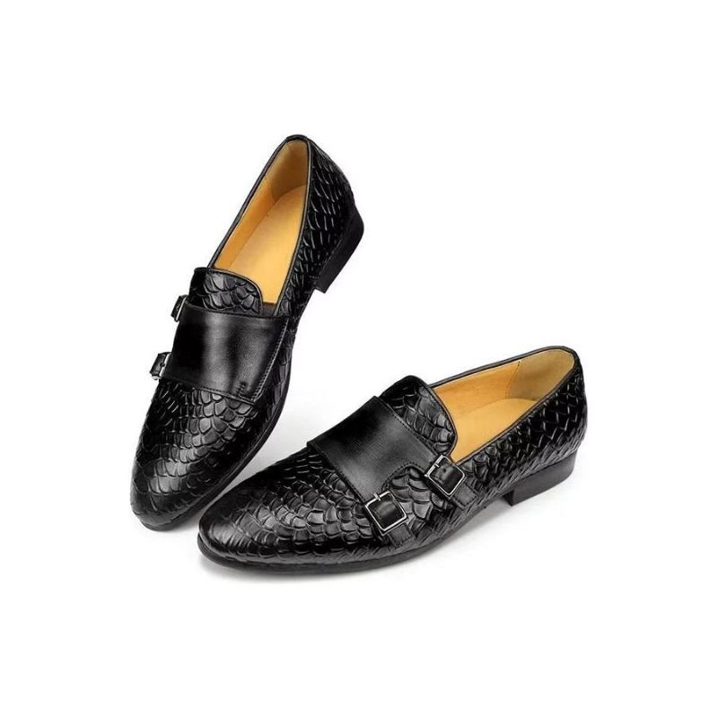 Herren-freizeitschuhe Mit Krokodilmuster Elegante Slip-on-loafer - Schwarz