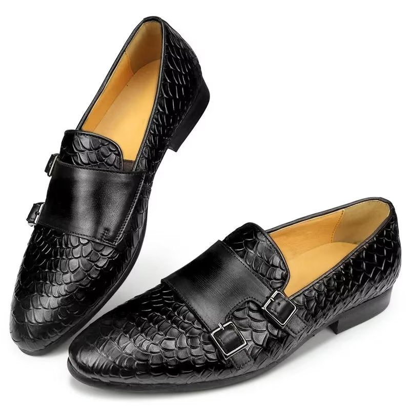 Herren-freizeitschuhe Mit Krokodilmuster Elegante Slip-on-loafer - Schwarz