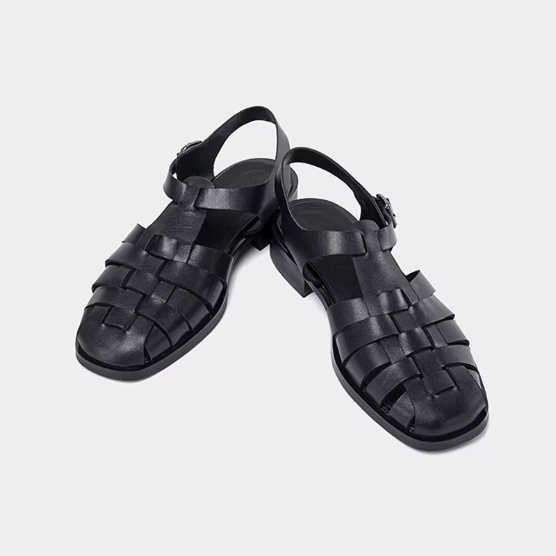 Herren-freizeitschuhe Römische Peep-toe-sandalen - Schwarz