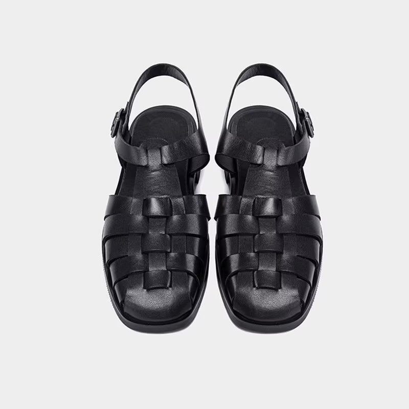 Herren-freizeitschuhe Römische Peep-toe-sandalen - Schwarz