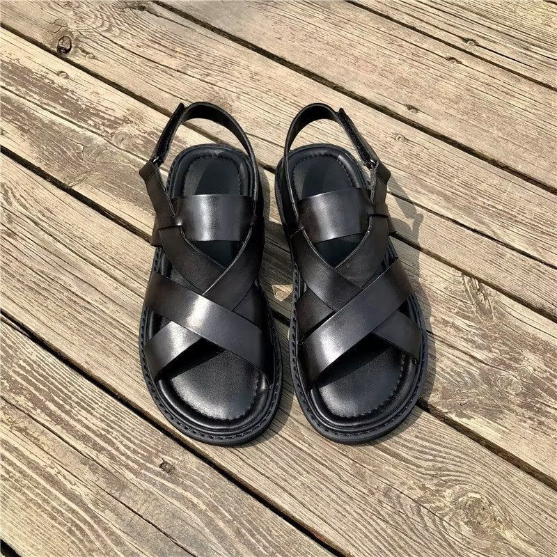 Herren-freizeitschuhe Römische Peep-toe-sandalen - Schwarz