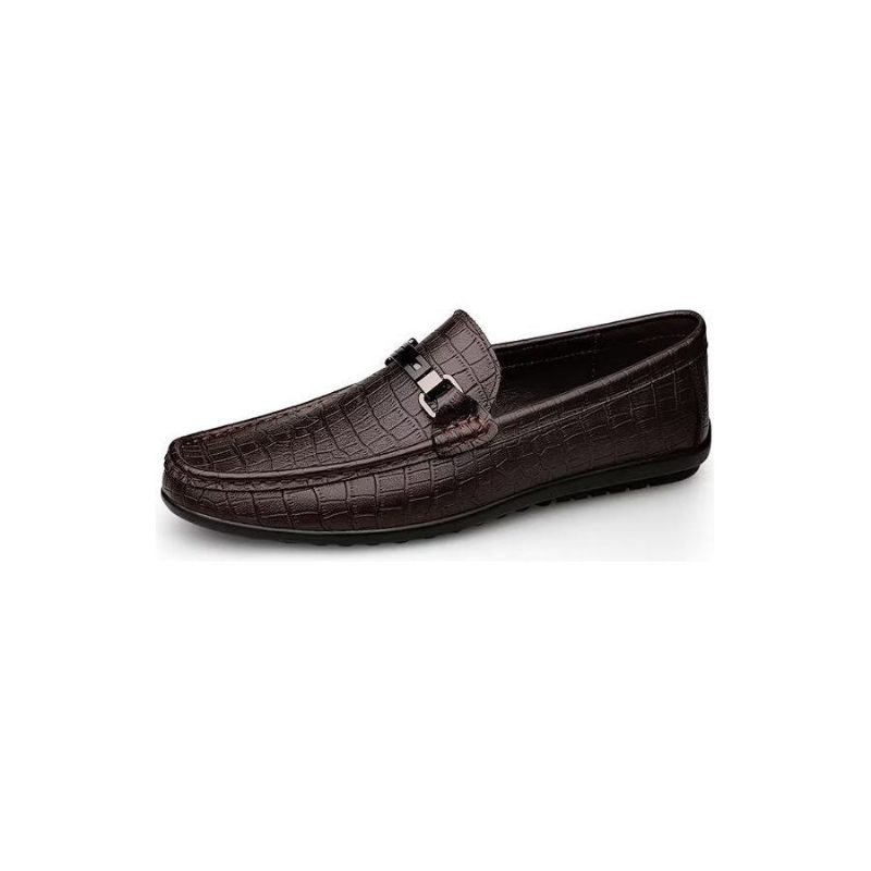 Herren-freizeitschuhe Schicke Pu-slip-on-mokassins Im Metallic-stil - Kaffee