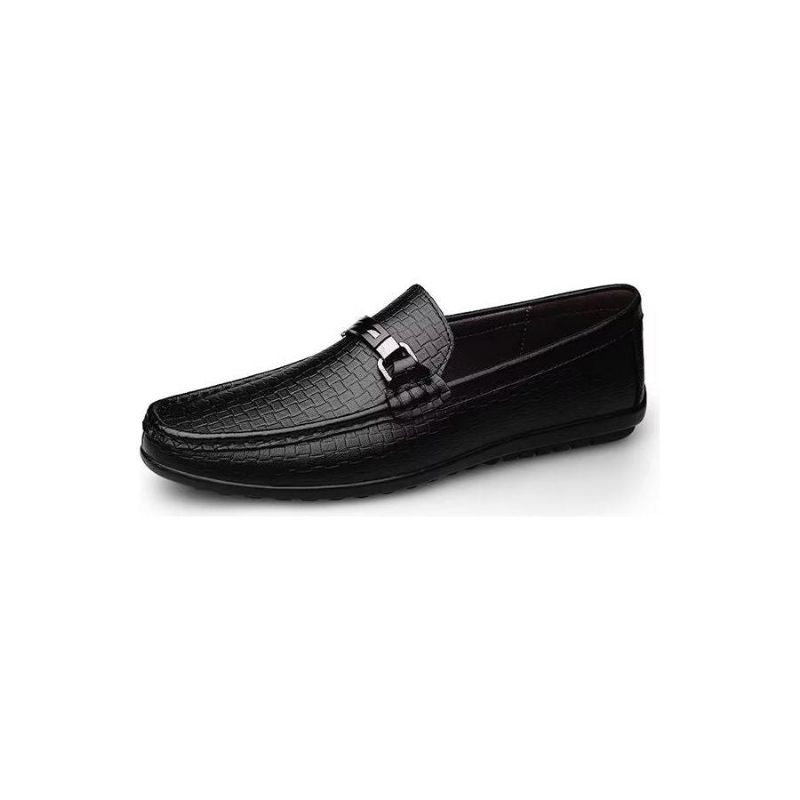 Herren-freizeitschuhe Schicke Pu-slip-on-mokassins Im Metallic-stil - Schwarz