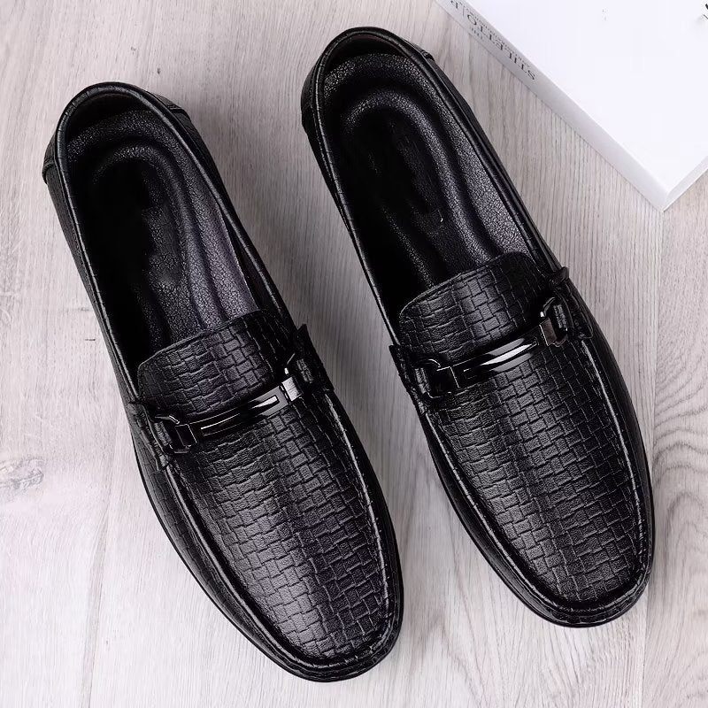 Herren-freizeitschuhe Schicke Pu-slip-on-mokassins Im Metallic-stil - Schwarz