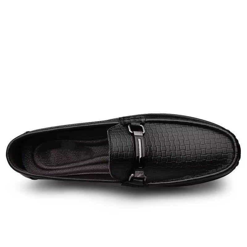 Herren-freizeitschuhe Schicke Pu-slip-on-mokassins Im Metallic-stil - Schwarz