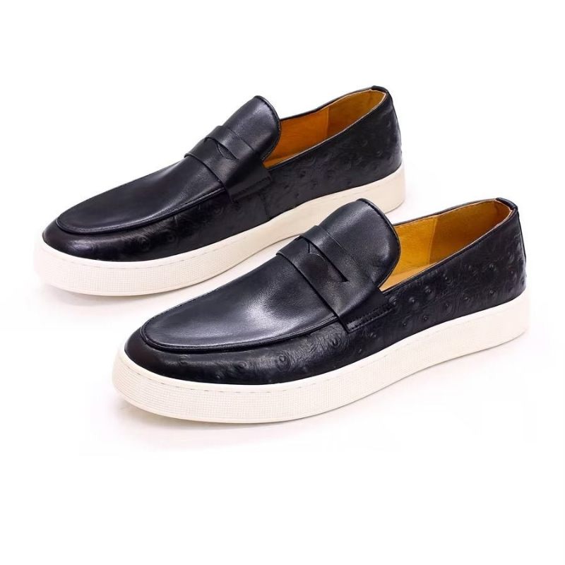 Herren-freizeitschuhe Schicke Slip-on-schuhe Aus Exotischem Leder - Schwarz