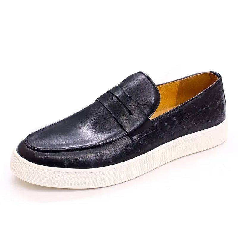 Herren-freizeitschuhe Schicke Slip-on-schuhe Aus Exotischem Leder - Schwarz