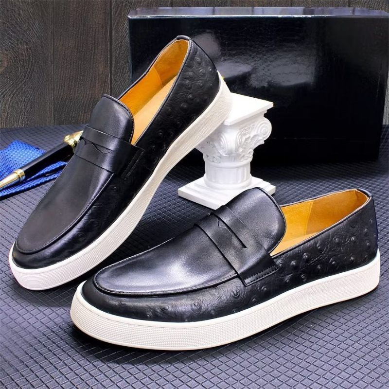 Herren-freizeitschuhe Schicke Slip-on-schuhe Aus Exotischem Leder - Schwarz