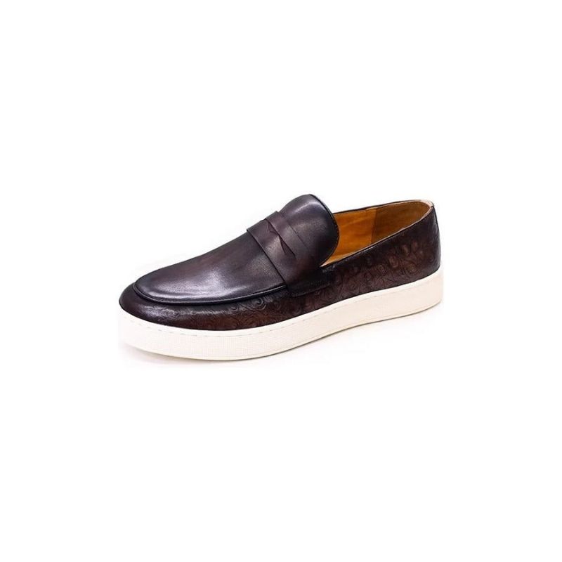 Herren-freizeitschuhe Schicke Slip-on-schuhe Aus Exotischem Leder - Kaffee