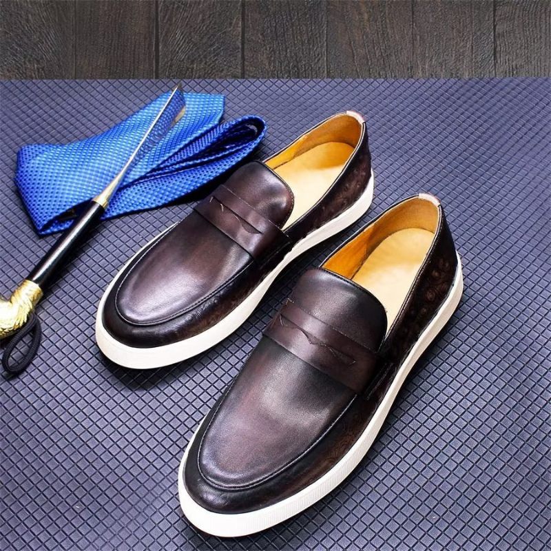 Herren-freizeitschuhe Schicke Slip-on-schuhe Aus Exotischem Leder - Kaffee