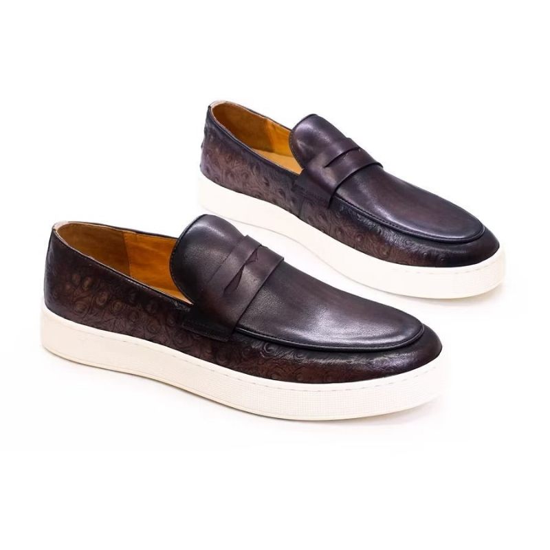 Herren-freizeitschuhe Schicke Slip-on-schuhe Aus Exotischem Leder - Kaffee