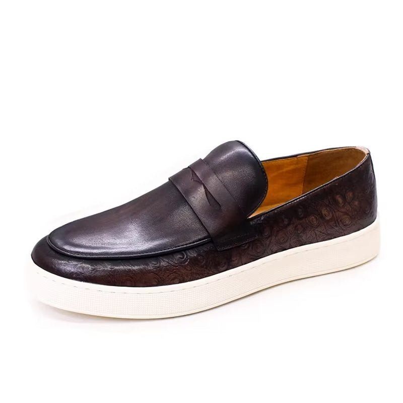 Herren-freizeitschuhe Schicke Slip-on-schuhe Aus Exotischem Leder - Kaffee