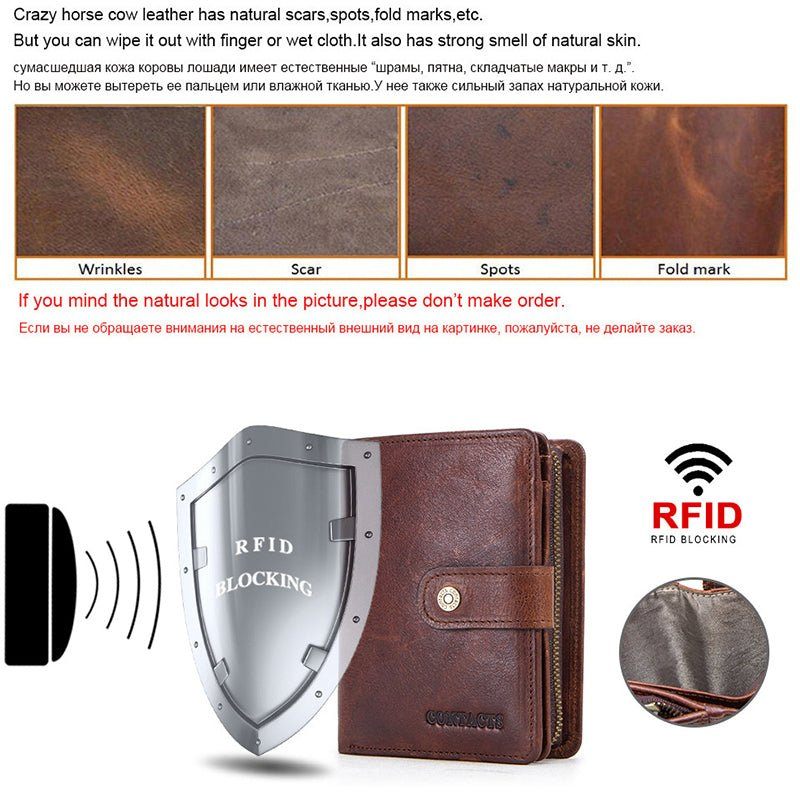 Herren-geldbörsen Kurze Rfid-clutch-geldbörse Mit Reißverschluss - Kaffee