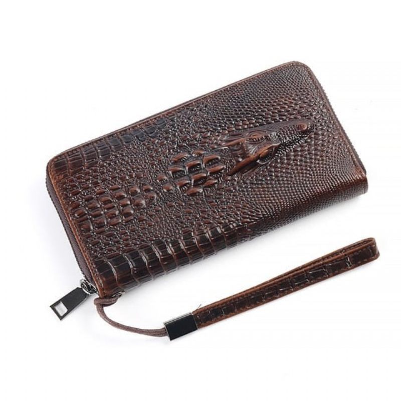 Herren-geldbörsen Lange Clutch-geldbörse Aus Krokodilleder Im Vintage-stil - Kaffee 2