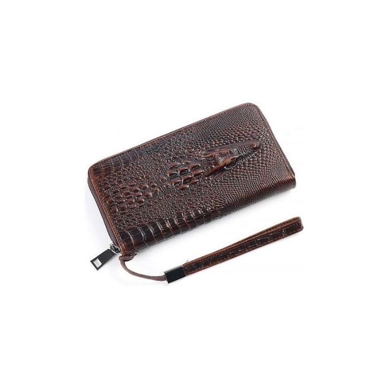 Herren-geldbörsen Lange Clutch-geldbörse Aus Krokodilleder Im Vintage-stil - Kaffee 2