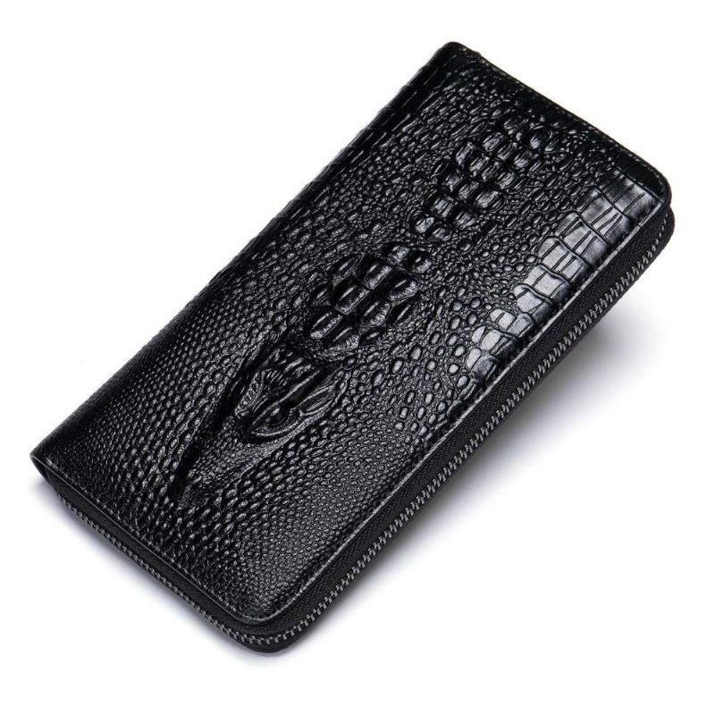 Herren-geldbörsen Luxuriöse Clutch-geldbörse Aus Krokodilleder Mit Prägung - Schwarz