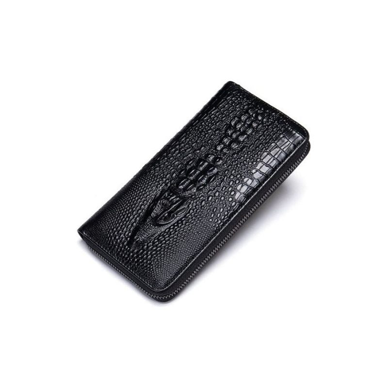 Herren-geldbörsen Luxuriöse Clutch-geldbörse Aus Krokodilleder Mit Prägung - Schwarz