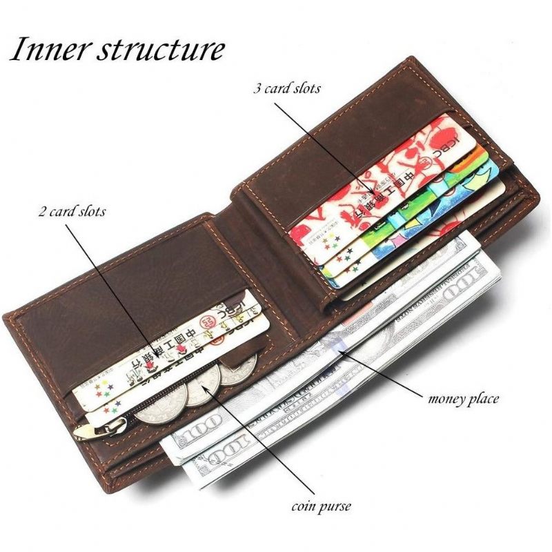 Herren-geldbörsen Luxuriöse Crochead-leder-geldbörse Mit Kartenseite - Kaffee