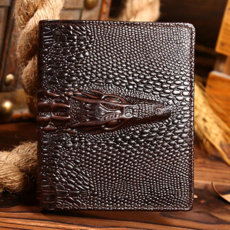 Herren-geldbörsen Luxuriöse Croctex-clutch-geldbörse Aus Rindsleder - Kaffee