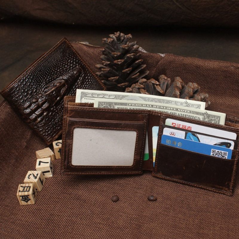 Herren-geldbörsen Luxuriöse Croctex-clutch-geldbörse Aus Rindsleder - Kaffee