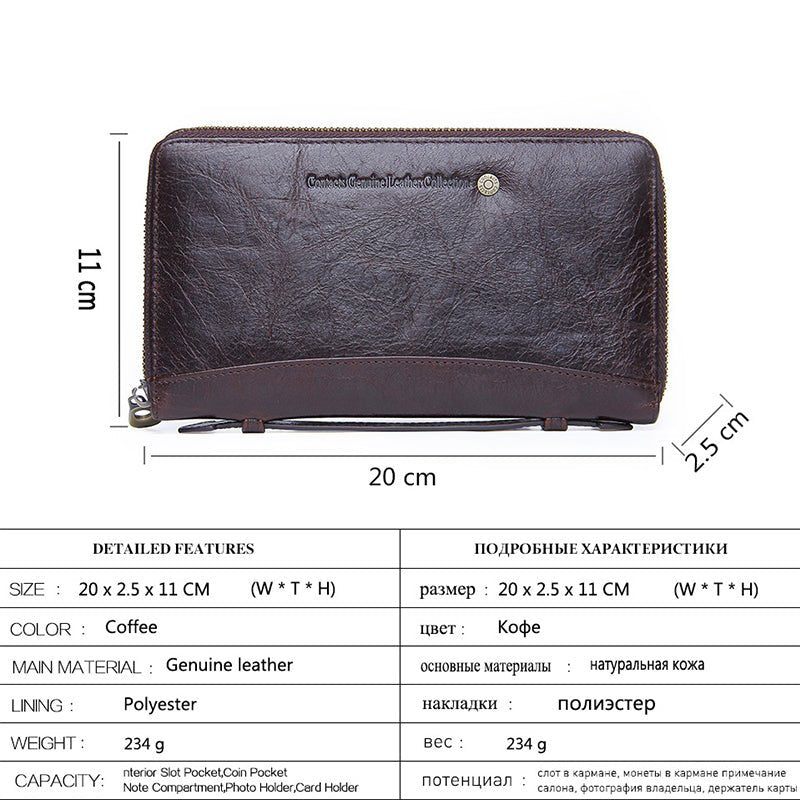 Herren-geldbörsen Luxuriöse Lange Clutch-geldbörse Aus Rindsleder Im Vintage-stil - Kaffee