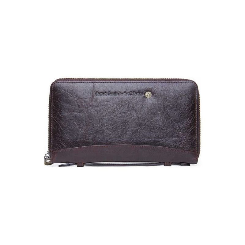 Herren-geldbörsen Luxuriöse Lange Clutch-geldbörse Aus Rindsleder Im Vintage-stil - Kaffee