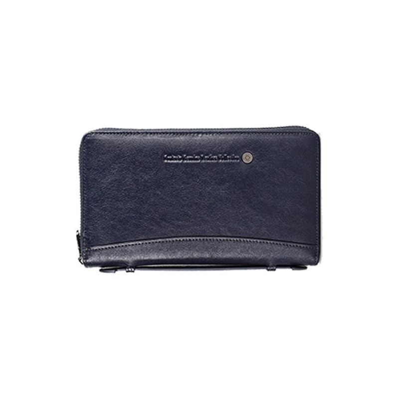 Herren-geldbörsen Luxuriöse Lange Clutch-geldbörse Aus Rindsleder Im Vintage-stil - Marineblau