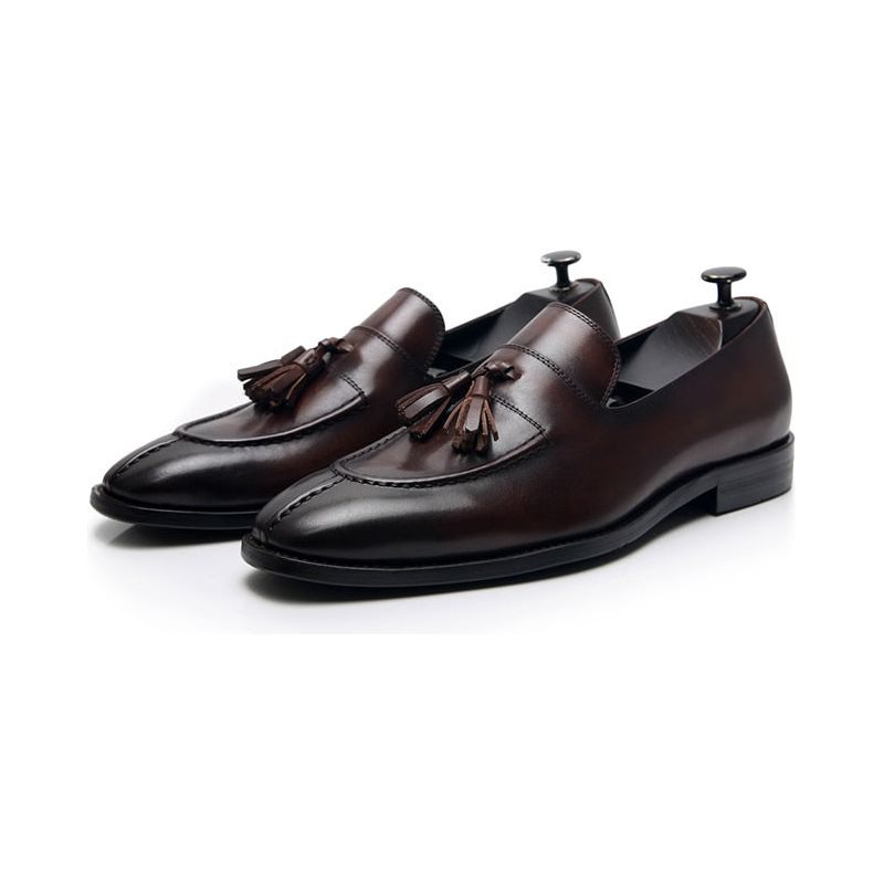 Herren-loafer Aus Exotischem Leder Im Oxford-stil - Kaffee