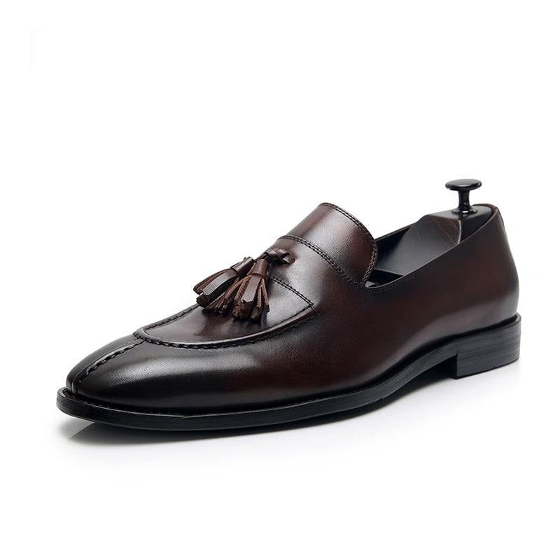 Herren-loafer Aus Exotischem Leder Im Oxford-stil - Kaffee