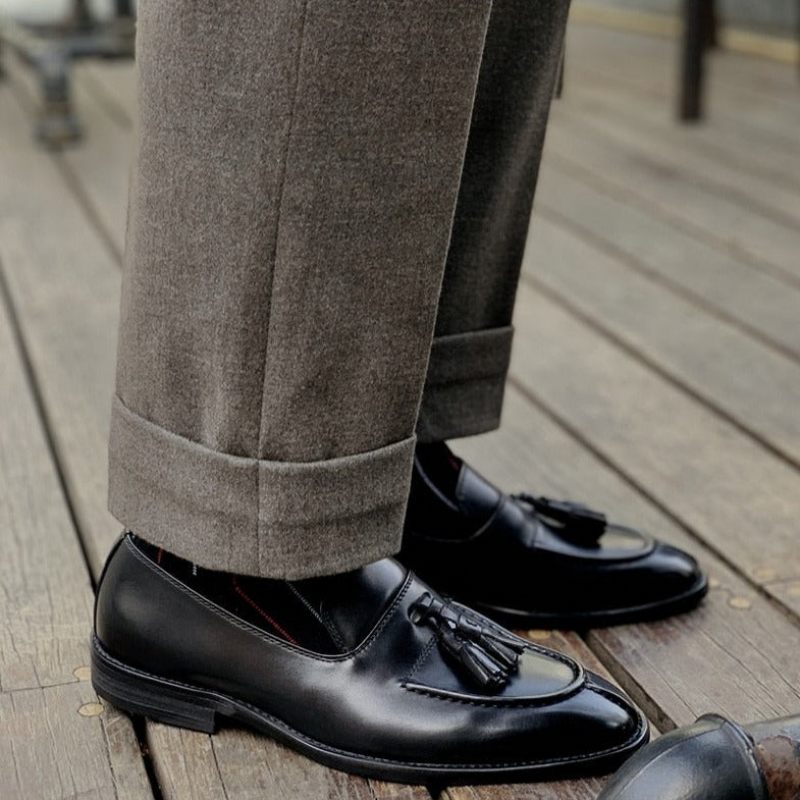 Herren-loafer Aus Exotischem Leder Im Oxford-stil - Schwarz